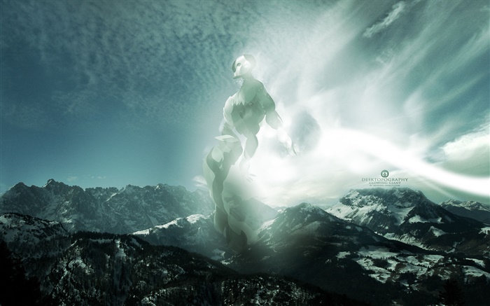 Monstre, montagnes, neige, conception créative Fonds d'écran, image