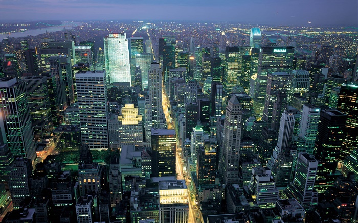 New York, Etats-Unis, vue sur la ville, la nuit, les lumières, gratte-ciel Fonds d'écran, image