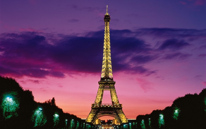 Vue de nuit de la Tour Eiffel, lumières, Paris, France Fonds d'écran, image
