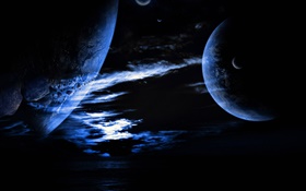 Planètes dans les nuages, sombre HD Fonds d'écran