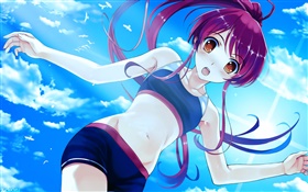 Violet cheveux longs anime girl HD Fonds d'écran