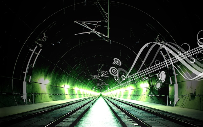 Chemin de fer, canal, vert clair, le design créatif Fonds d'écran, image