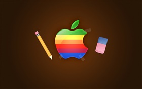 Arc-en-logo Apple, crayon, gomme