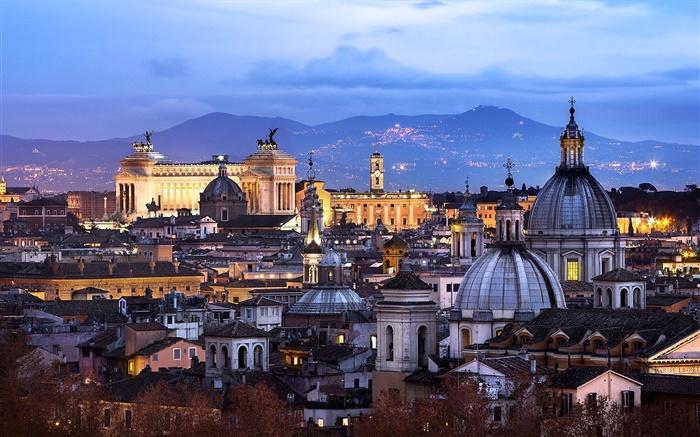 Rome, Vatican, Italie, ville, maison, nuit Fonds d'écran, image