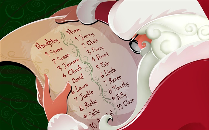 Père Noël, la liste des noms, image vectorielle Fonds d'écran, image