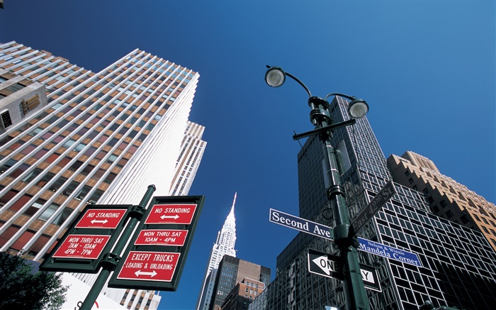 Signpost, gratte-ciel, New York, États-Unis Fonds d'écran, image
