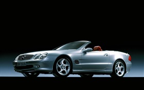 Argent Mercedes-Benz vue de côté de la voiture, fond noir HD Fonds d'écran
