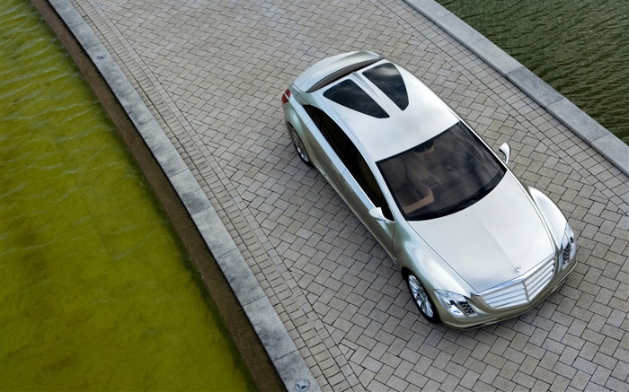 Argent Mercedes-Benz haut de voiture vue Fonds d'écran, image