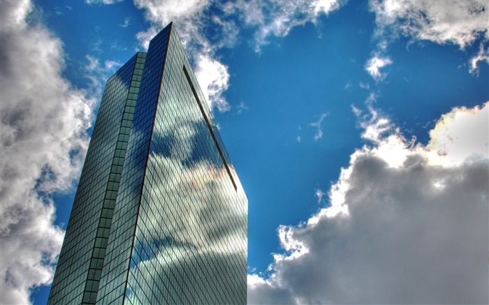 Skyscrapers, nuages, ciel bleu Fonds d'écran, image