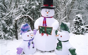 Bonhomme de neige, neige, hiver, Noël HD Fonds d'écran