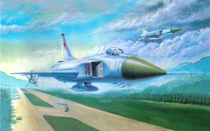 Su-15 combattant, le décollage, le dessin d'art Fonds d'écran, image