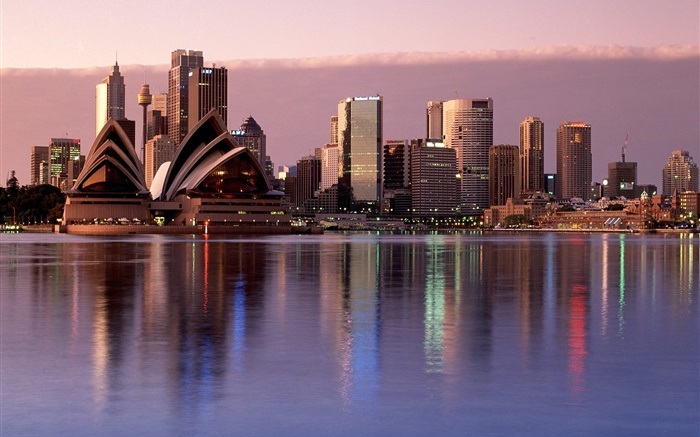 Sydney, ville, crépuscule, bâtiments, Australie Fonds d'écran, image