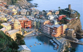 Vue de dessus Cinque Terre en Italie HD Fonds d'écran