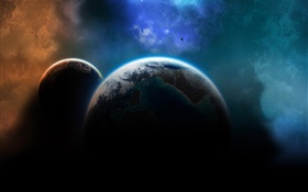 Deux planètes dans l'univers HD Fonds d'écran