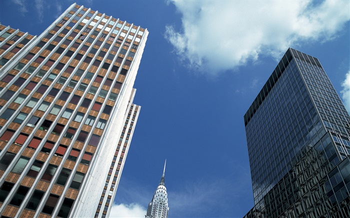 États-Unis, New York City, bâtiments, vue de dessus des nuages Fonds d'écran, image