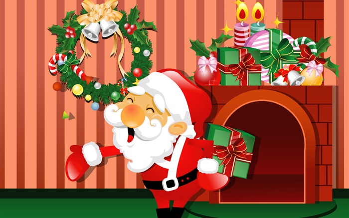 Vector images, Noël, Père Noël, cadeaux, bougies Fonds d'écran, image