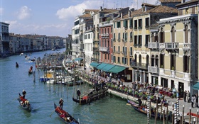 Venise, Italie, canaux, maisons, bateaux