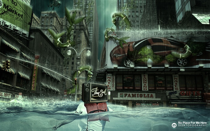 L'eau, la ville, la pluie, le design, fin du monde Fonds d'écran, image