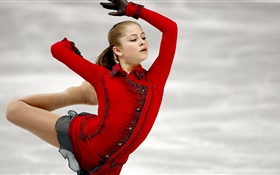 Ioulia Lipnitskaïa, patinage artistique, robe rouge HD Fonds d'écran