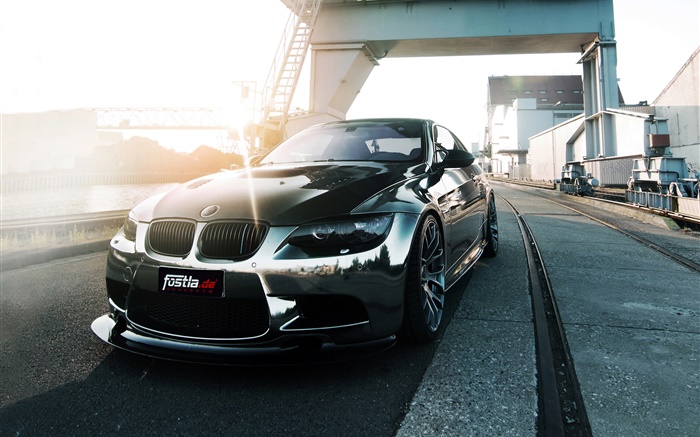 BMW M3 E92 voiture noire vue de face Fonds d'écran, image