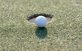 Une balle de golf sur l'herbe