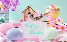 Joyeuses Pâques, des fleurs, des œufs, de la décoration, le printemps HD Fonds d'écran