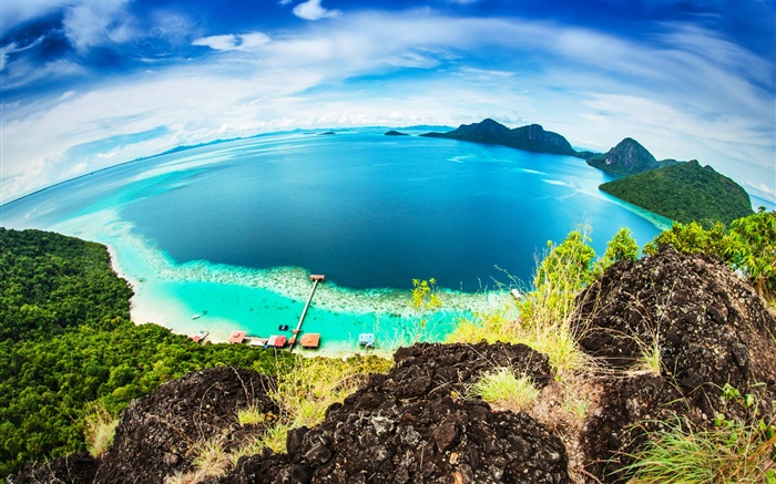 Malaisie, Bohey Dulang Island, tropiques mer, côte, plage Fonds d'écran, image