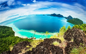 Malaisie, Bohey Dulang Island, tropiques mer, côte, plage HD Fonds d'écran