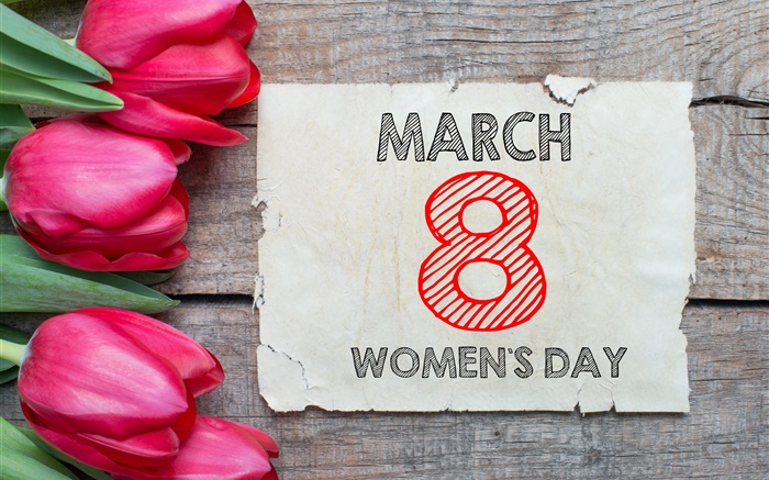 8 mars, Journée de la femme, tulipes rouges fleurs Fonds d'écran, image