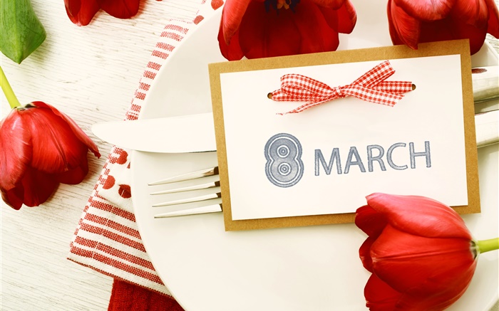 8 mars, Journée de la femme, les tulipes rouges Fonds d'écran, image