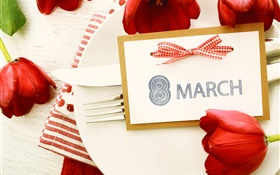 8 mars, Journée de la femme, les tulipes rouges HD Fonds d'écran