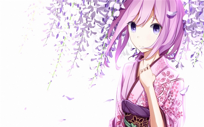 Megurine Luka, kimono fille, anime, fleurs Fonds d'écran, image