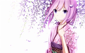 Megurine Luka, kimono fille, anime, fleurs HD Fonds d'écran