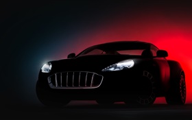 Salon de l'auto à Genève, supercar noir, fond rouge HD Fonds d'écran