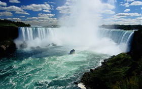 Niagara Falls, chutes d'eau, Canada, bateau, nuages
