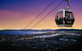 Queenstown, Nouvelle-Zélande, téléphérique, crépuscule, mer HD Fonds d'écran