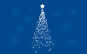 arbre de Noël étoiles, fond bleu, images d'art HD Fonds d'écran