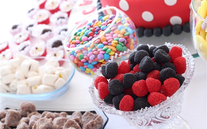 aliments sucrés, bonbons, baies rouges et noires Fonds d'écran, image