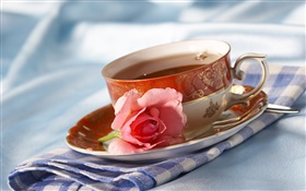 Thé, tasse, boissons, rose fleur rose HD Fonds d'écran