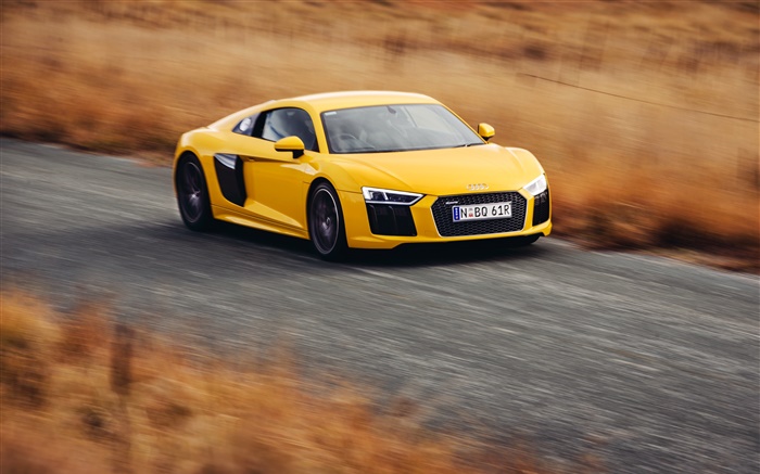 Audi R8 V10 supercar jaune haute vitesse Fonds d'écran, image
