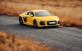 Audi R8 V10 supercar jaune haute vitesse HD Fonds d'écran