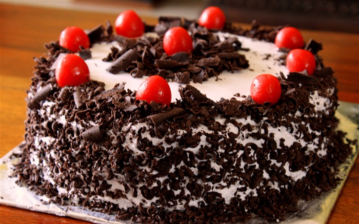 gâteau de la Forêt-Noire, fruits rouges Fonds d'écran, image