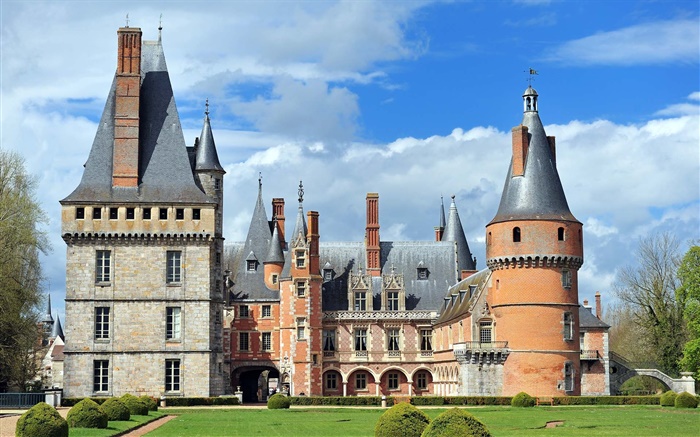 Château, jardin, nuages Fonds d'écran, image