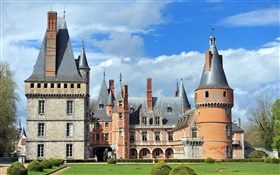 Château, jardin, nuages HD Fonds d'écran