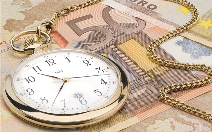 Horloge et monnaie Euro Fonds d'écran, image