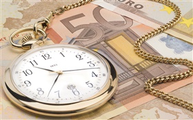 Horloge et monnaie Euro HD Fonds d'écran