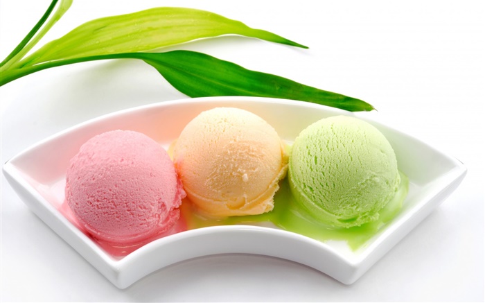 boules de crème glacée, coloré, vert orange rose Fonds d'écran, image