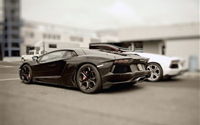 Lamborghini Aventador supercar noire au parking