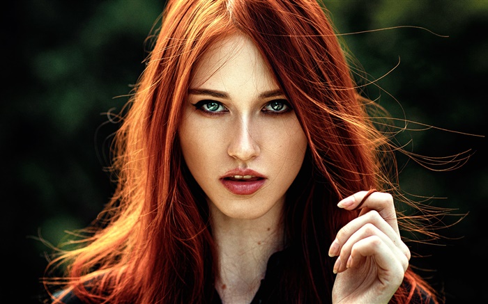 Belle fille de cheveux roux, yeux bleus Fonds d'écran, image