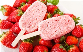 Crème glacée rose, fraise, dessert HD Fonds d'écran